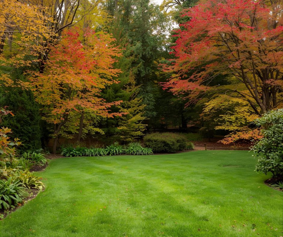 Core aeration performed on a fall lawn in Leesburg VA.